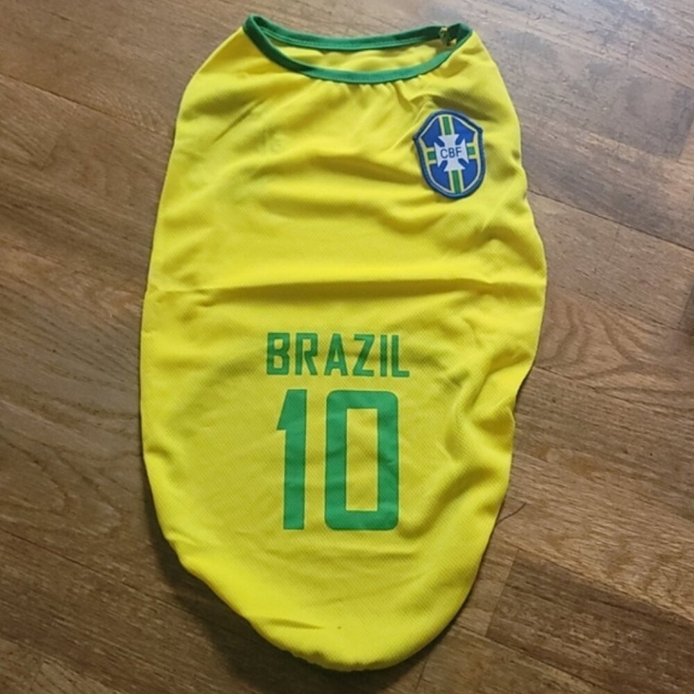 Brazil Inspired Yellow & Green Dog Jersey - Picture 2 of 6